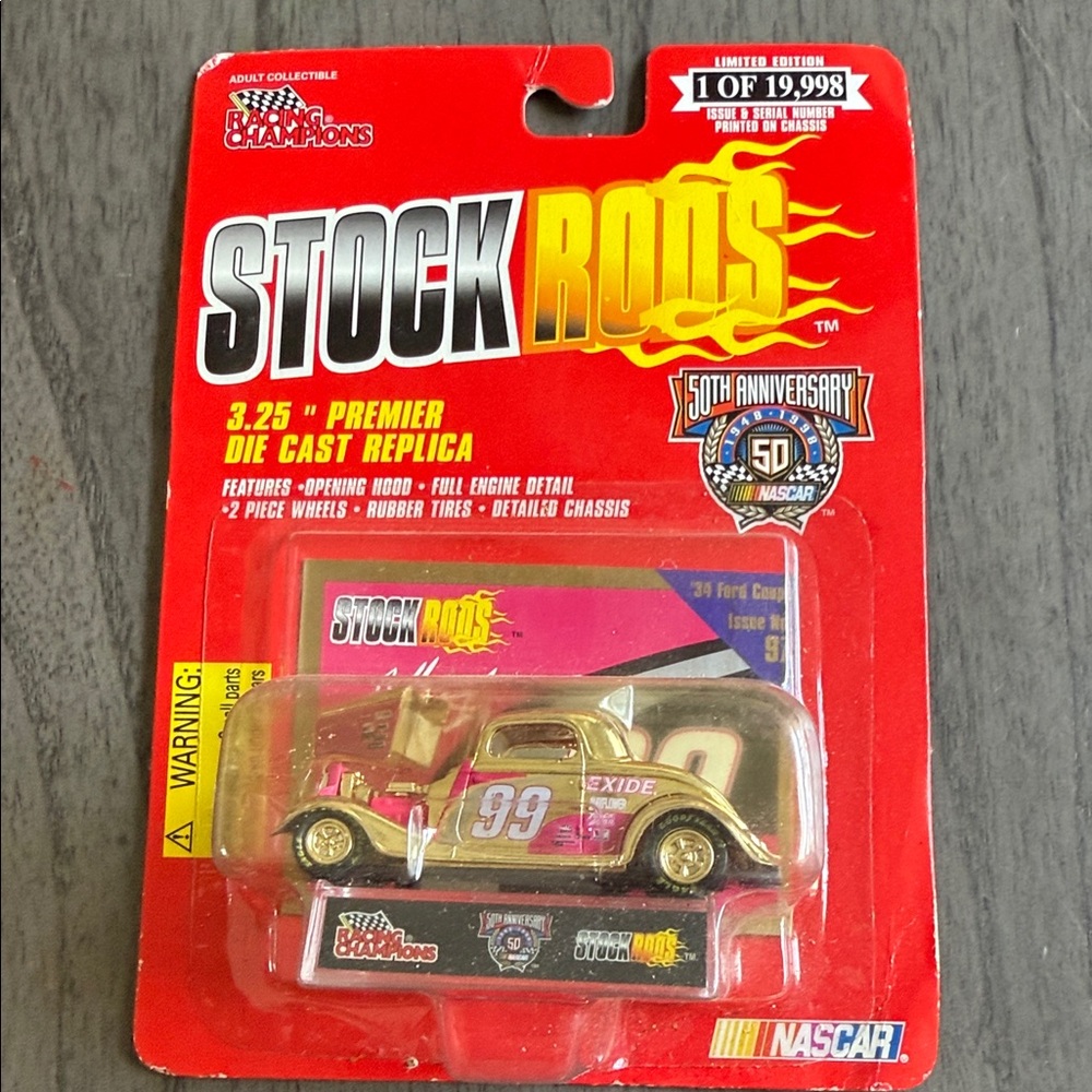 3.25" Die-Cast Replica Kids Toy - Gold & Pink NASCAR Edition